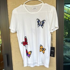 White Butterfly Graphic T- shirt